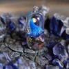 Móc khóa resin tiểu cảnh nấm fantasy xanh lam trong capsule trong suốt
